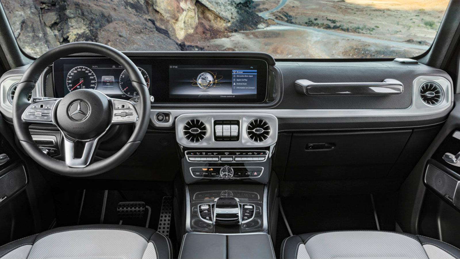 Τις πρώτες επίσημες φωτογραφίες του εσωτερικού της επερχόμενης  G-Class έδωσε στη δημοσιότητα η Mercedes.