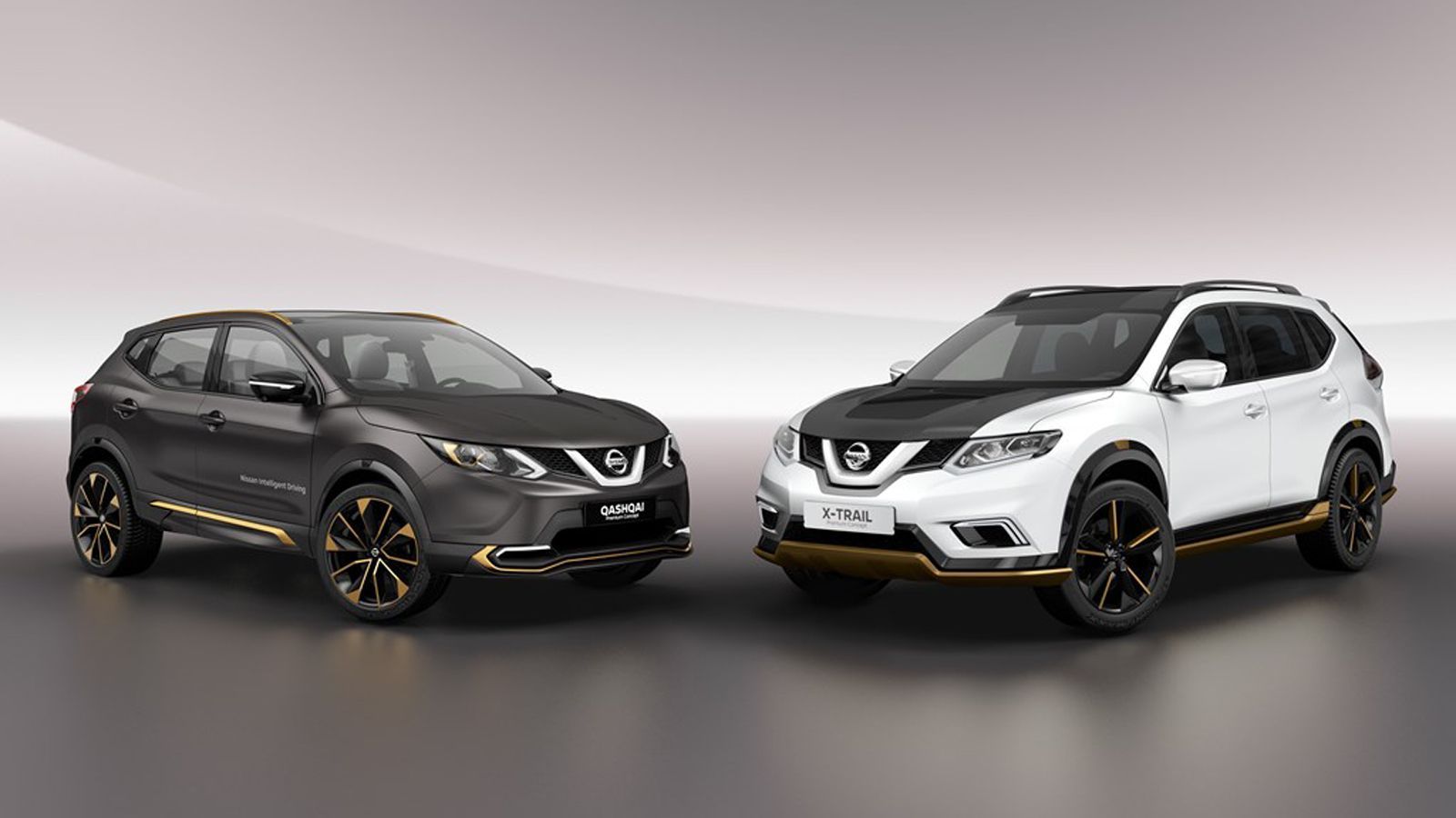 Το Qashqai Premium Concept (αριστερά) αποτελεί δημιούργημα του Κέντρου Σχεδιασμού της Nissan στην Ευρώπη (NDE), ενώ το X-Trail Premium Concept (δεξιά)
