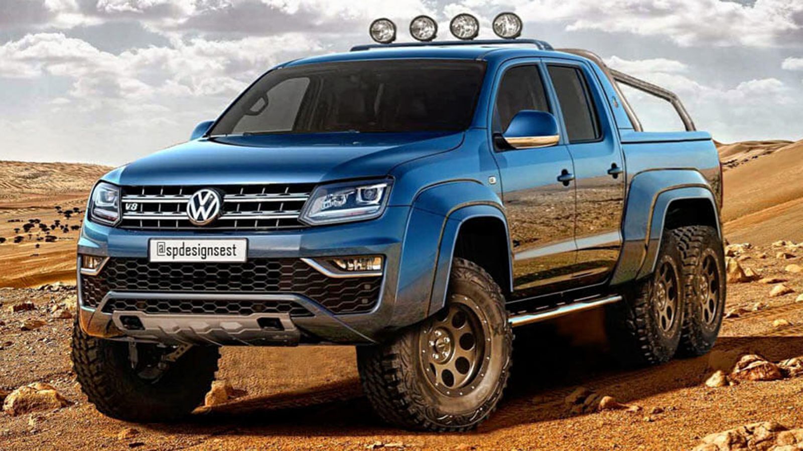 Ο οίκος δίνει ακόμα στο ψηφιακό Amarok 6x6 ένα έμβλημά V8 στην γρίλια.