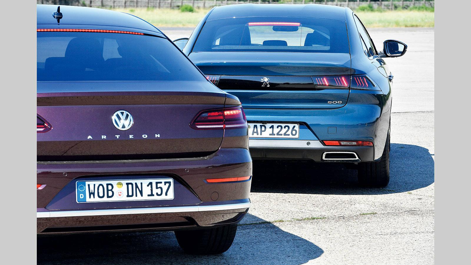 Αρνητικό μέρος της ομορφιάς: Η θέα στο πίσω μέρος του 508 είναι αδιάφορη, και στο Arteon μόνο ελαφρώς καλύτερη.