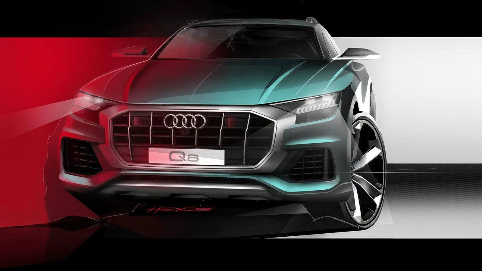 Η Audi συνεχίζει να μας προϊδεάζει για το επερχόμενο Q8 δημοσιεύοντας μία εικόνα που δείχνει το εμπρόσθιο μέρος του νέου της SUV.