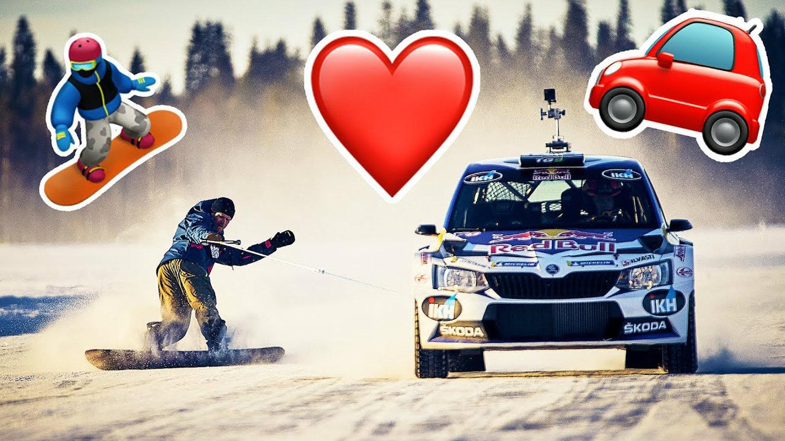 SnowBoard VS Fabia Rally Car (+video)