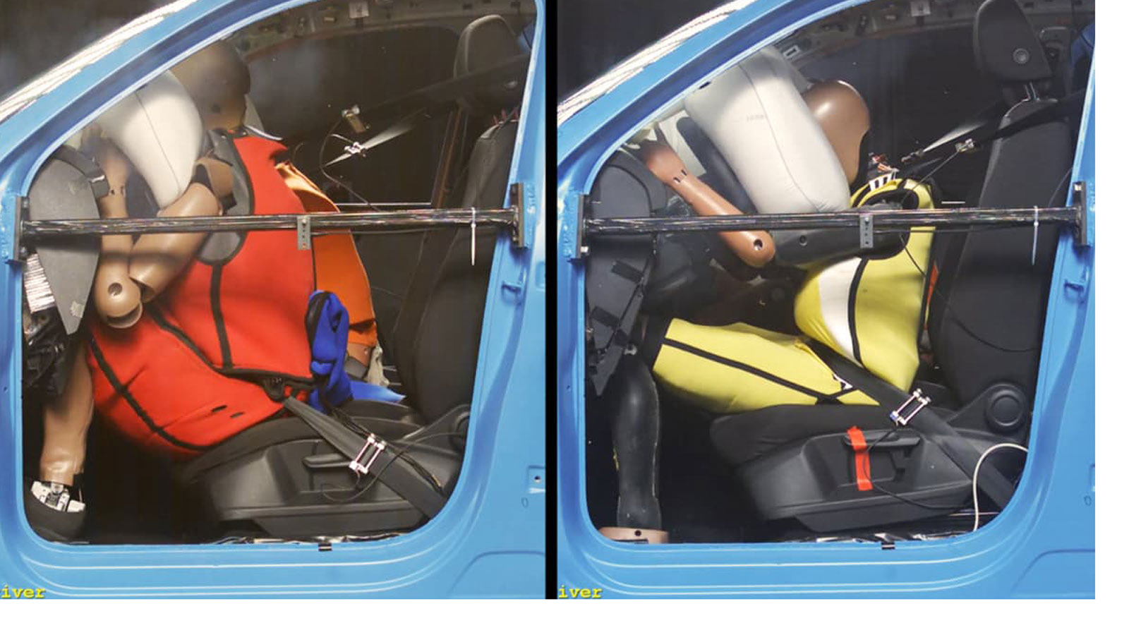 Οι υπέρβαροι και οι ηλικιωμένοι έχουν το μεγαλύτερο κίνδυνο τραυματισμού σε περίπτωση ατυχήματος. Αριστερά στην φωτογραφία τη στιγμή της πρόσκρουσης μ