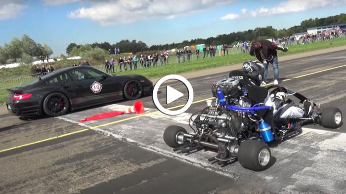 Καρτ 230 ίππων εναντίον Porsche 1.300PS και S4 1.088PS [video]