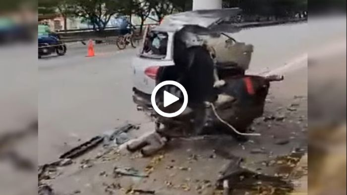 Τράκαρε με 320 χλμ./ώρα και κολόνα τον έκοψε στην μέση [video]