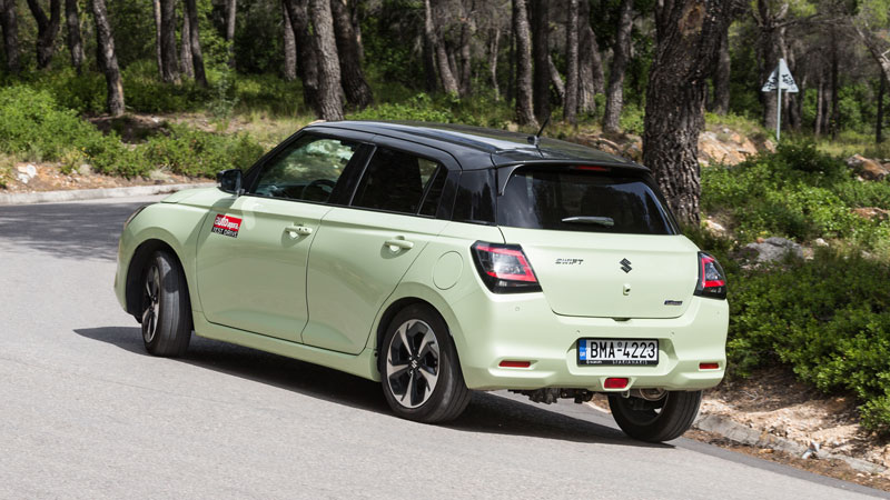 Οι κλίσεις στις στροφές είναι περιορισμένες και ο χαρακτήρας του Suzuki Swift ευχάριστος.