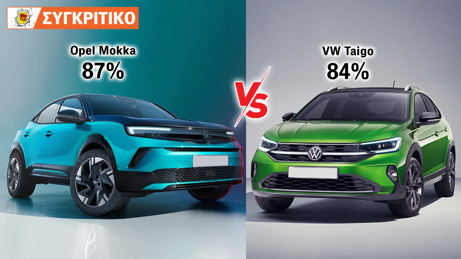 Συγκρίνουμε το Opel Mokka Hybrid 145 PS και τo VW Taigo 150 PS.
