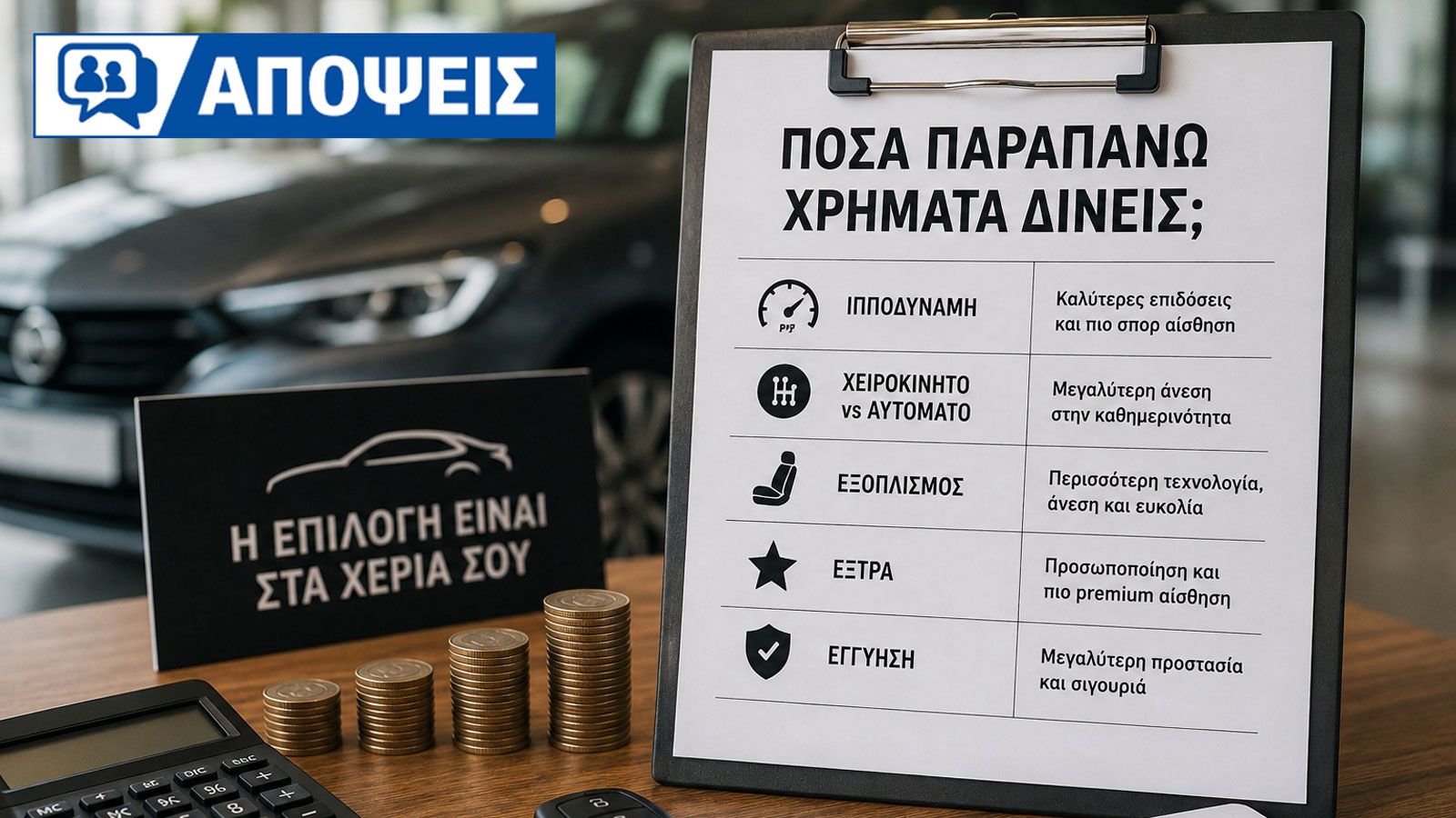 Για το αυτοκίνητο που θες να αγοράσεις, πόσα παραπάνω χρήματα δίνεις;