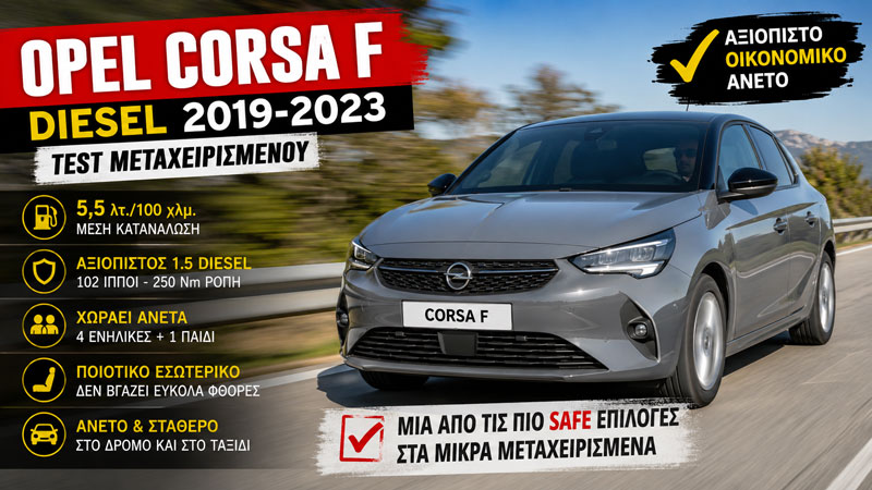 Test μεταχειρισμένου Opel Corsa F diesel 2019-2023: Αξιοπιστία, κατανάλωση και χώροι