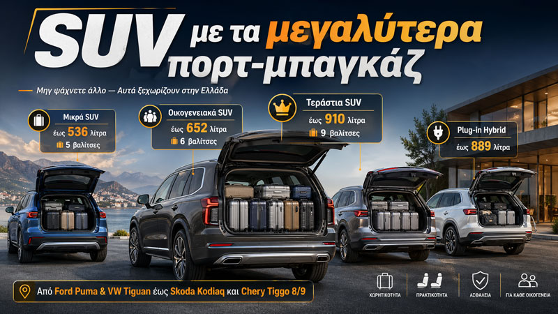 Μην ψάχνετε άλλο. Αυτά τα SUV έχουν το μεγαλύτερο πορτ-μπαγκάζ στην Ελλάδα