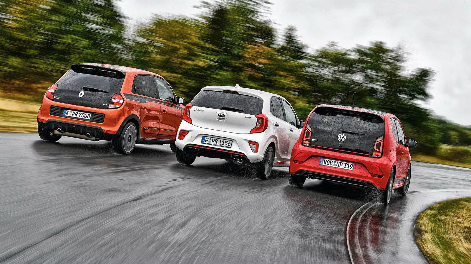 Kia Picanto T-GDI vs VW up! GTI vs Renault Twingo TCe