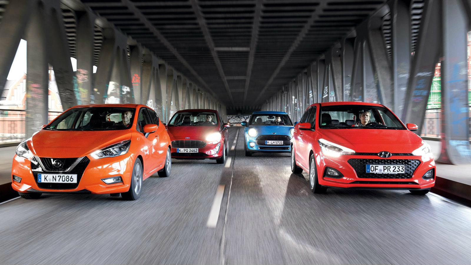 Σύγκριση του Micra, με το Fiesta, το i20 και το Mini One