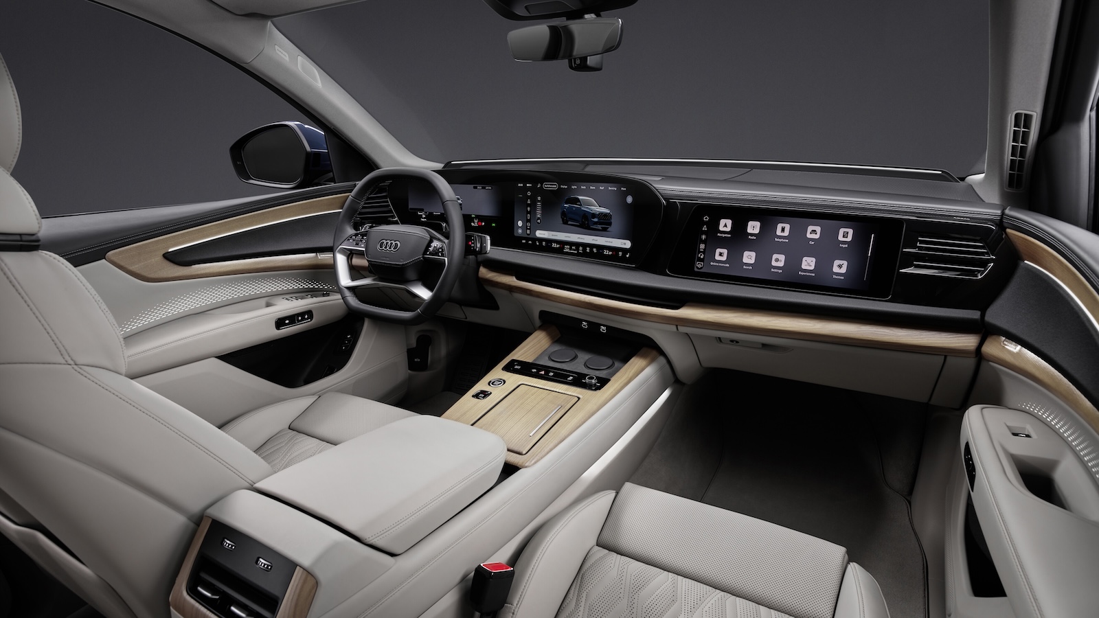 Το ψηφιακό περιβάλλον Audi MMI αποτελείται από μια κυρτή οθόνη OLED για τον οδηγό και μια ανεξάρτητη οθόνη για τον συνοδηγό, ενώ ο φωνητικός βοηθός ενσωματώνει λειτουργίες ChatGPT. Το ψηφιακό περιβάλλον Audi MMI αποτελείται από μια κυρτή οθόνη OLED για τον οδηγό και μια ανεξάρτητη οθόνη για τον συνοδηγό, ενώ ο φωνητικός βοηθός ενσωματώνει λειτουργίες ChatGPT.