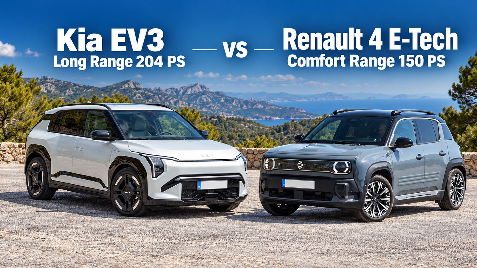 Συγκριτικό: Kia EV3 Long Range 204 PS VS Renault 4 E-Tech Comfort Range 150 PS Συγκριτικό: Kia EV3 Long Range 204 PS VS Renault 4 E-Tech Comfort Range 150 PS