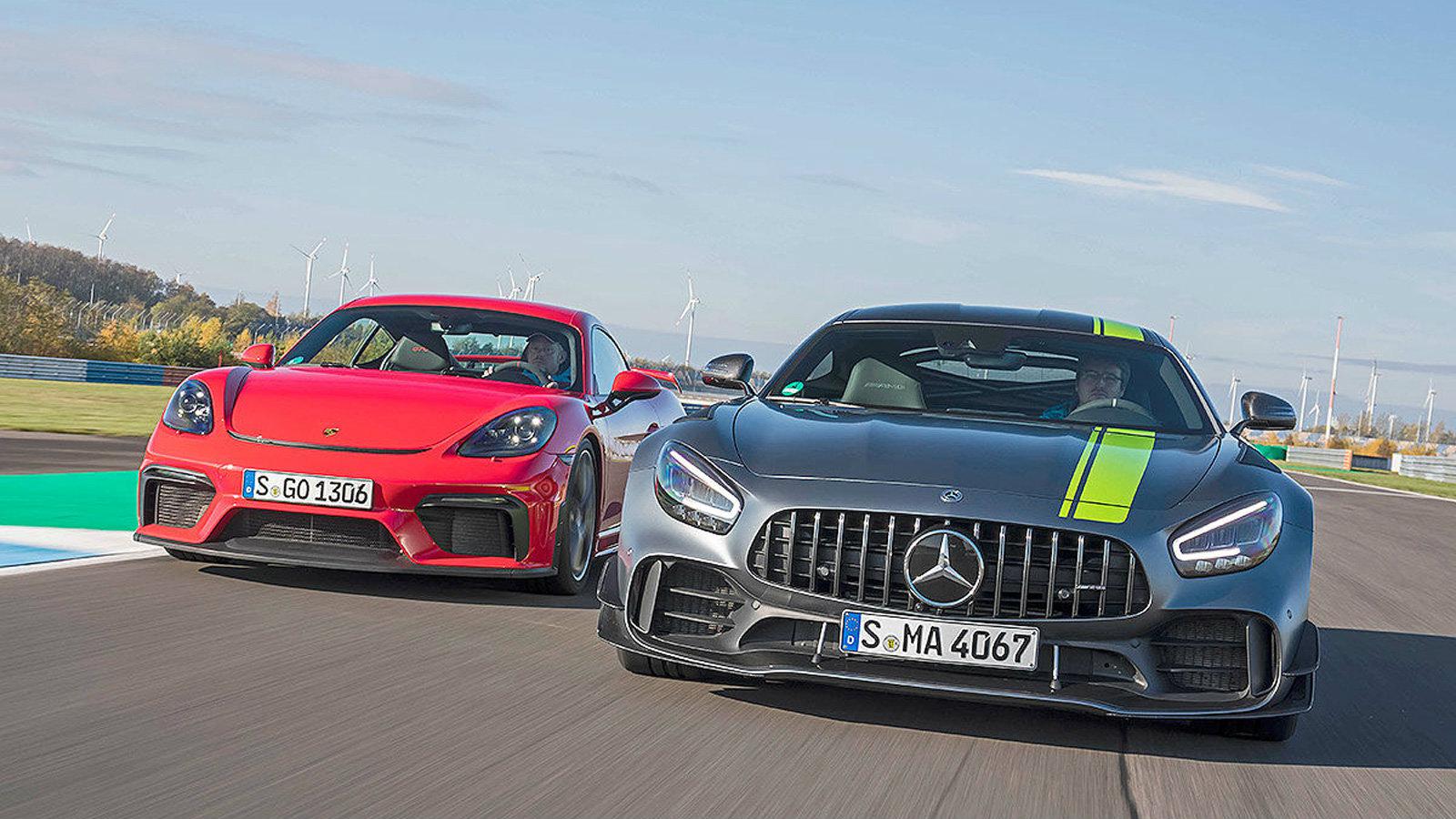 Mercedes AMG GT-R Pro vs Porsche 718 Cayman GT4