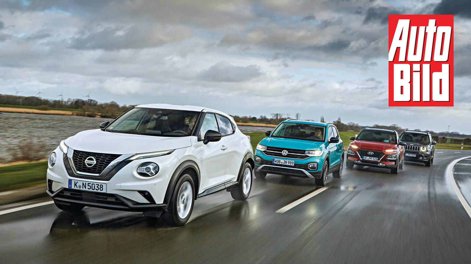 Nissan Juke vs VW T-Cross vs Hyundai Kona vs Jeep Renegade