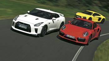 GT-R Track Edition vs 911 Turbo S vs R8 V10 Plus