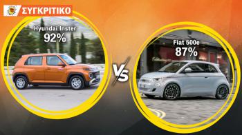  Συγκρίνουμε το Hyundai Inster Long Range με το Fiat 500e και τα βαθμολογούμε.