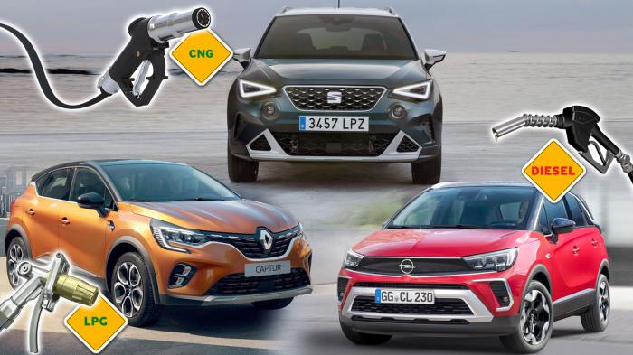 Crossland diesel VS Arona CNG VS Captur LPG: Συγκριτικό καυσίμων 