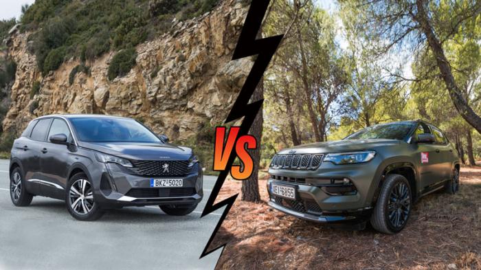 Peugeot 3008 Automatic 130ps VS Jeep Compass Automatic 130ps Συγκριτικό