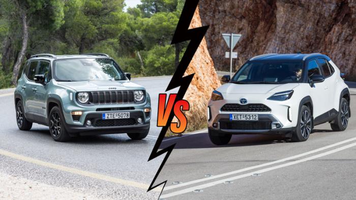 Jeep Renegade 130ps Automatic VS Toyota Yaris Cross Hybrid 4X4 Συγκριτικό