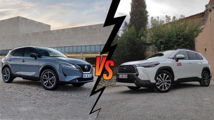 Nissan Qashqai Hybrid 190ps VS Toyota Corolla Cross Hybrid 4X4 197ps Συγκριτικό