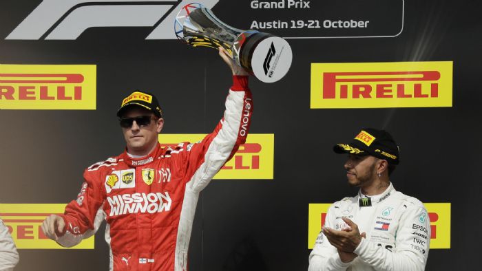 O Raikkonen κατάφερε να πάρει την πρώτη του νίκη φέτος στο GP των ΗΠΑ.