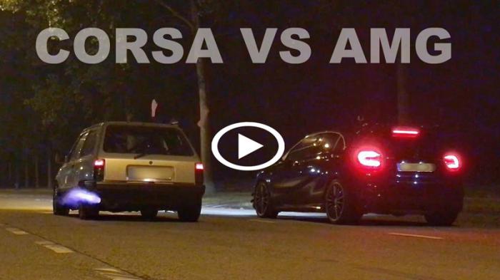 AMG A45 δεκάδων χιλιάδων ευρώ ρεζιλεύτηκε από Corsa [video]