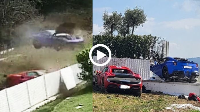 Μεσίληκες έκαναν τούρτα 2 Ferrari σε κόντρα [video]