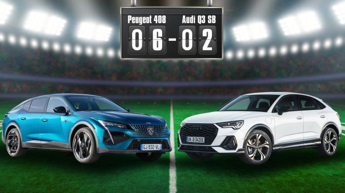 Συγκρίνουμε Peugeot 408 Hybrid 225 PS με Audi Q3 SB 45 TFSIe Συγκρίνουμε Peugeot 408 Hybrid 225 PS με Audi Q3 SB 45 TFSIe