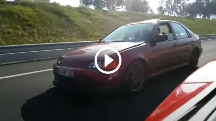 Honda Civic μοιράζει πόνο σε Nissan GTR και Ferrari 550 [video]