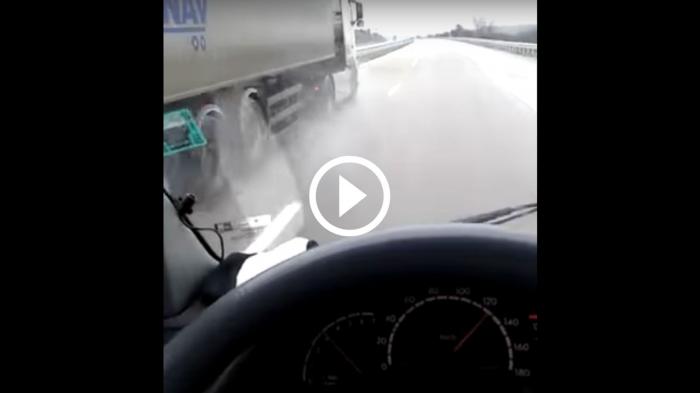 Νταλίκα προσπερνάει με 130+ km/h! [video]